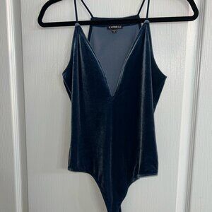 Express Blue Velvet Bodysuit